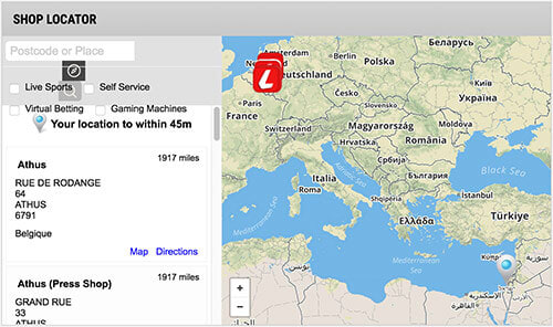 Easily find Ladbrokes' bricks-and-mortar shops with its Shop Locator