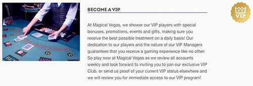 Join the Magical Vegas VIP Programme today