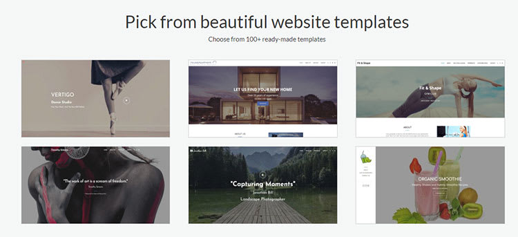 Site123 templates interface Site123 templates interface