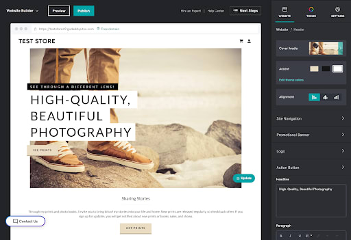 GoDaddy website builder
